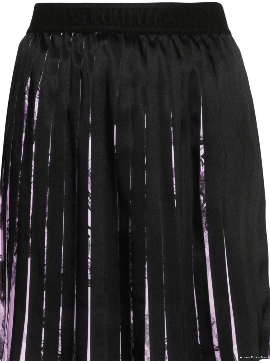Affordable Barocco Jeans Watercolour skirt Versace pleated Women mini Couture 0810